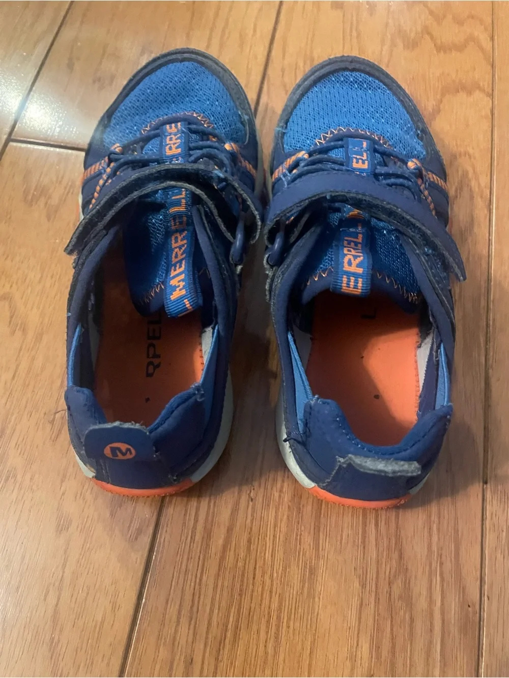 Merrell Kids Blue and Orange Sneakers - Velcro Closure and Elastic Laces